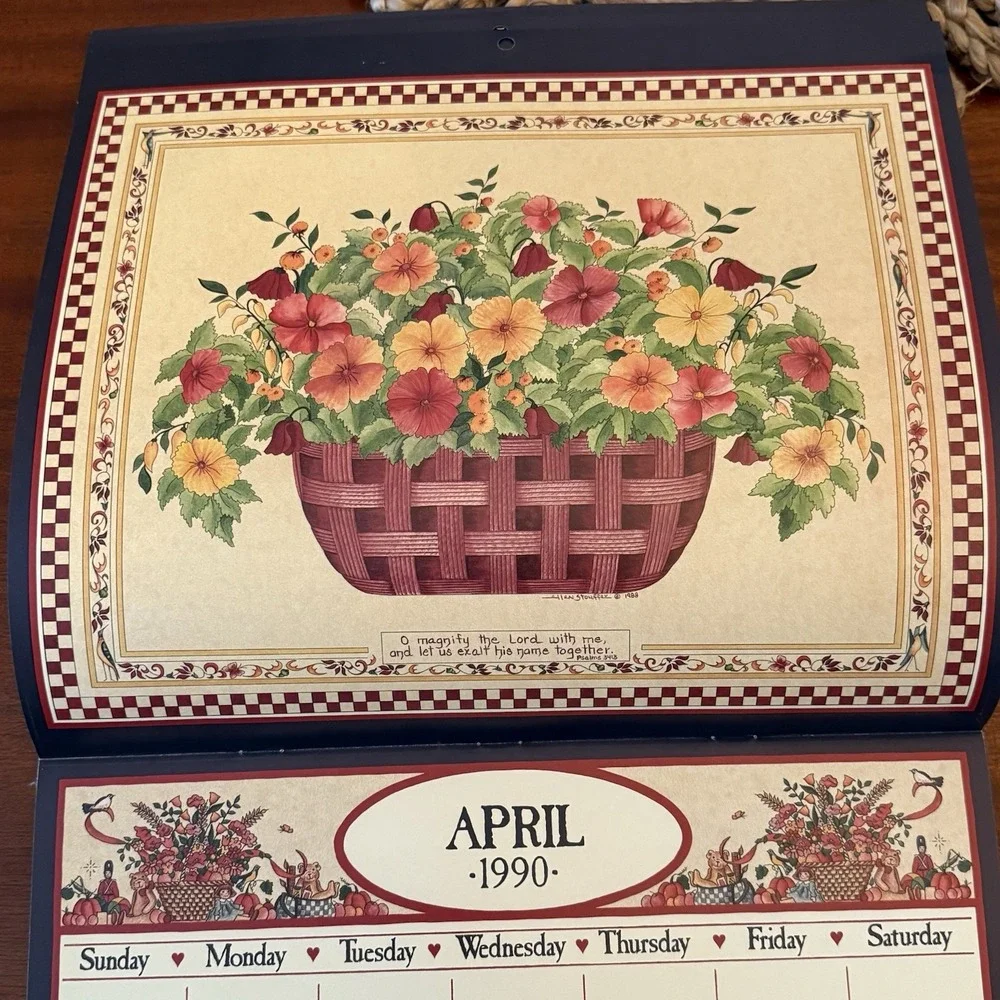 1990 Country Sampler Calendar – 12x12‎ – Folk Art Cottagecore Grannycore